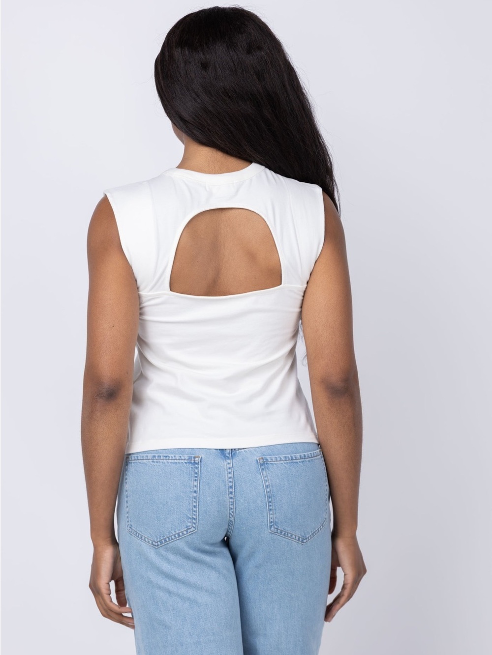 Nation Los Angeles White/Cream Cutout Back Tank Top Sleeveless NWT